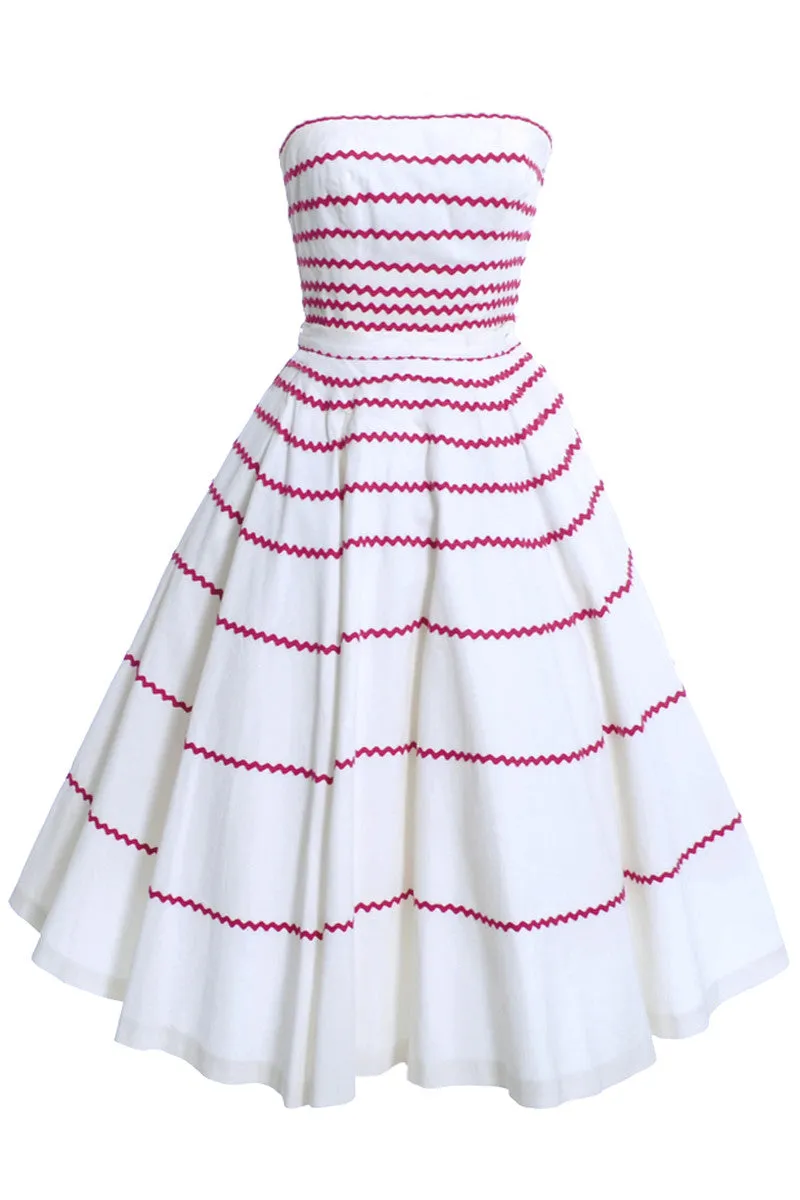 1950's Red and White Striped 2 Pc Vintage Strapless Dress