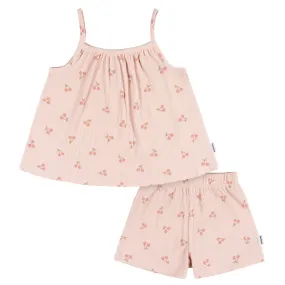 2-Piece Infant and Toddler Girls Blush Cherries Tank Top & Shorts Set