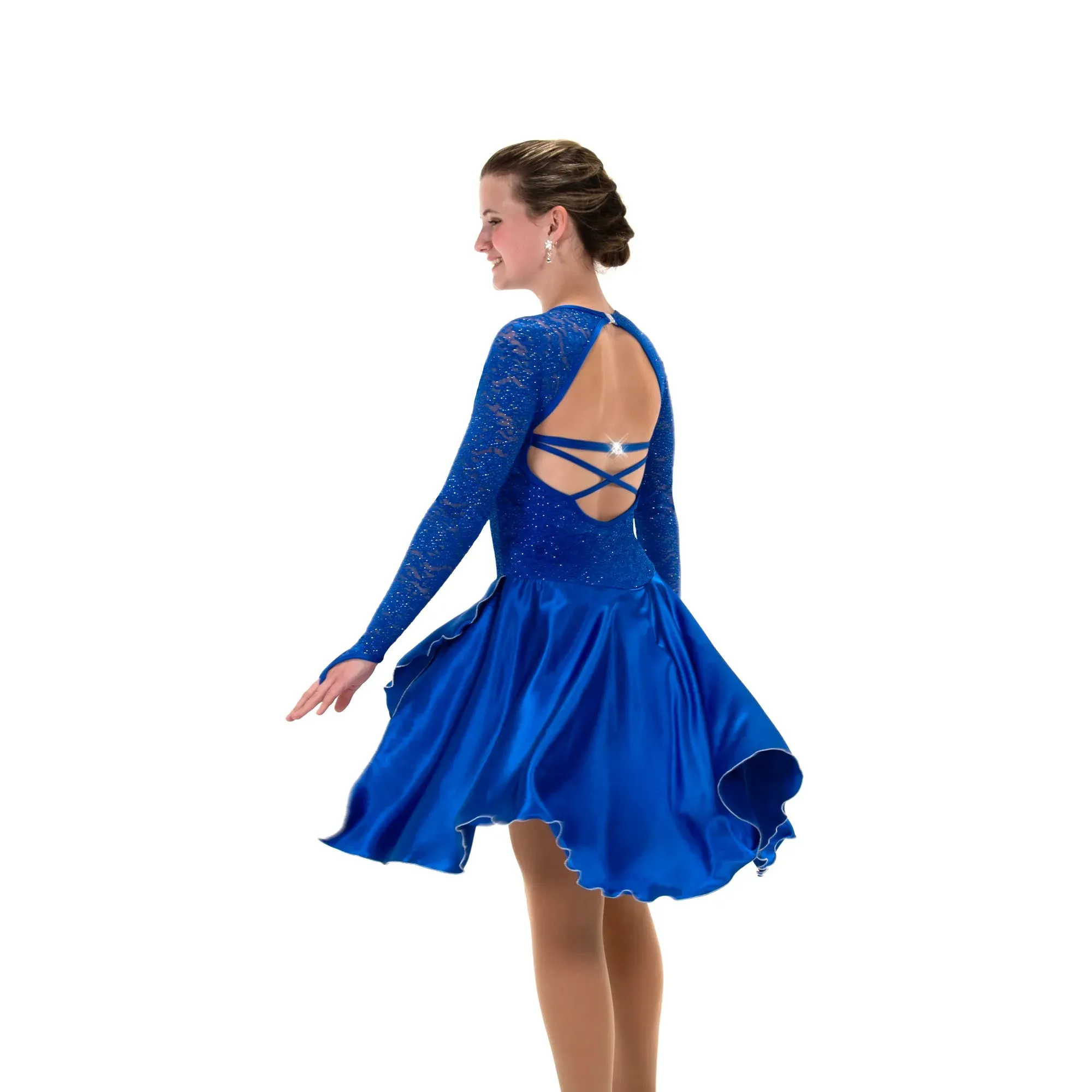 210 Figure Skating Lilt of Lace Dance Dress - Icy Ivory, Black Star or Royalty Blue