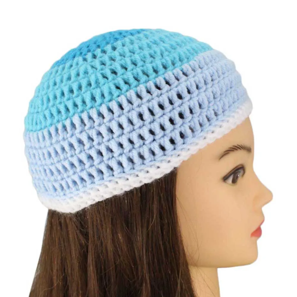 3 Shades of Blue Crochet Beanie Hat Small/Medium - JMCH33SM