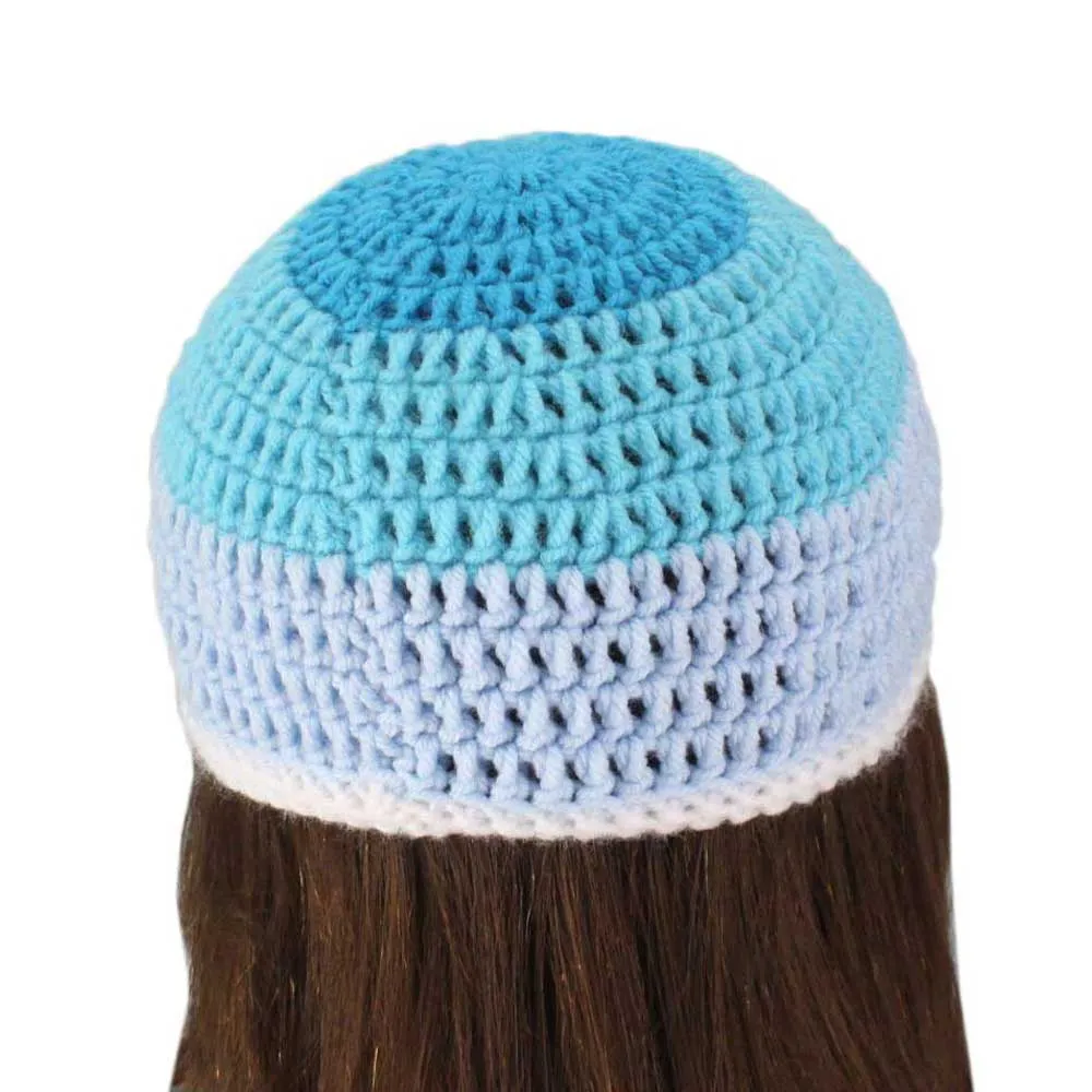 3 Shades of Blue Crochet Beanie Hat Small/Medium - JMCH33SM