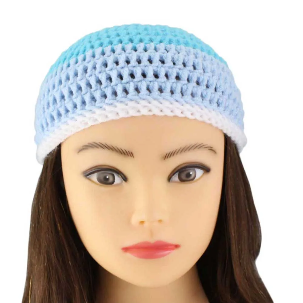 3 Shades of Blue Crochet Beanie Hat Small/Medium - JMCH33SM