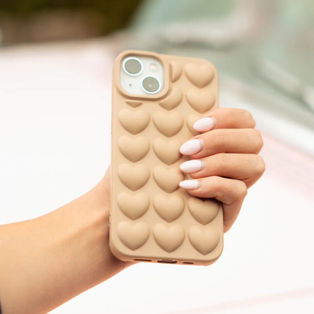 3D Hearts Phone Case - Matte Nude