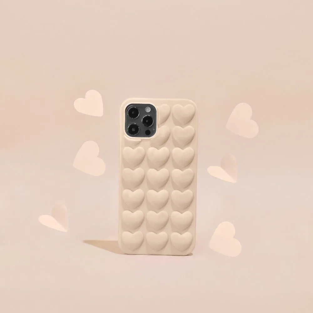 3D Hearts Phone Case - Matte Nude