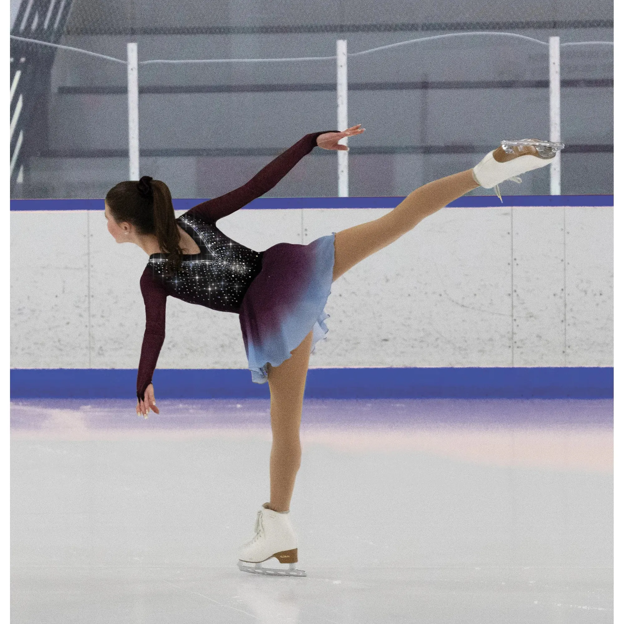 533 Figure Skating Wine Freeze Dress