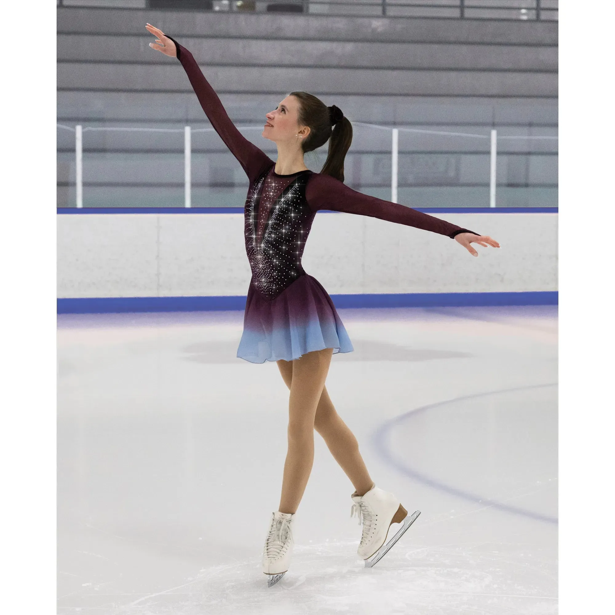 533 Figure Skating Wine Freeze Dress