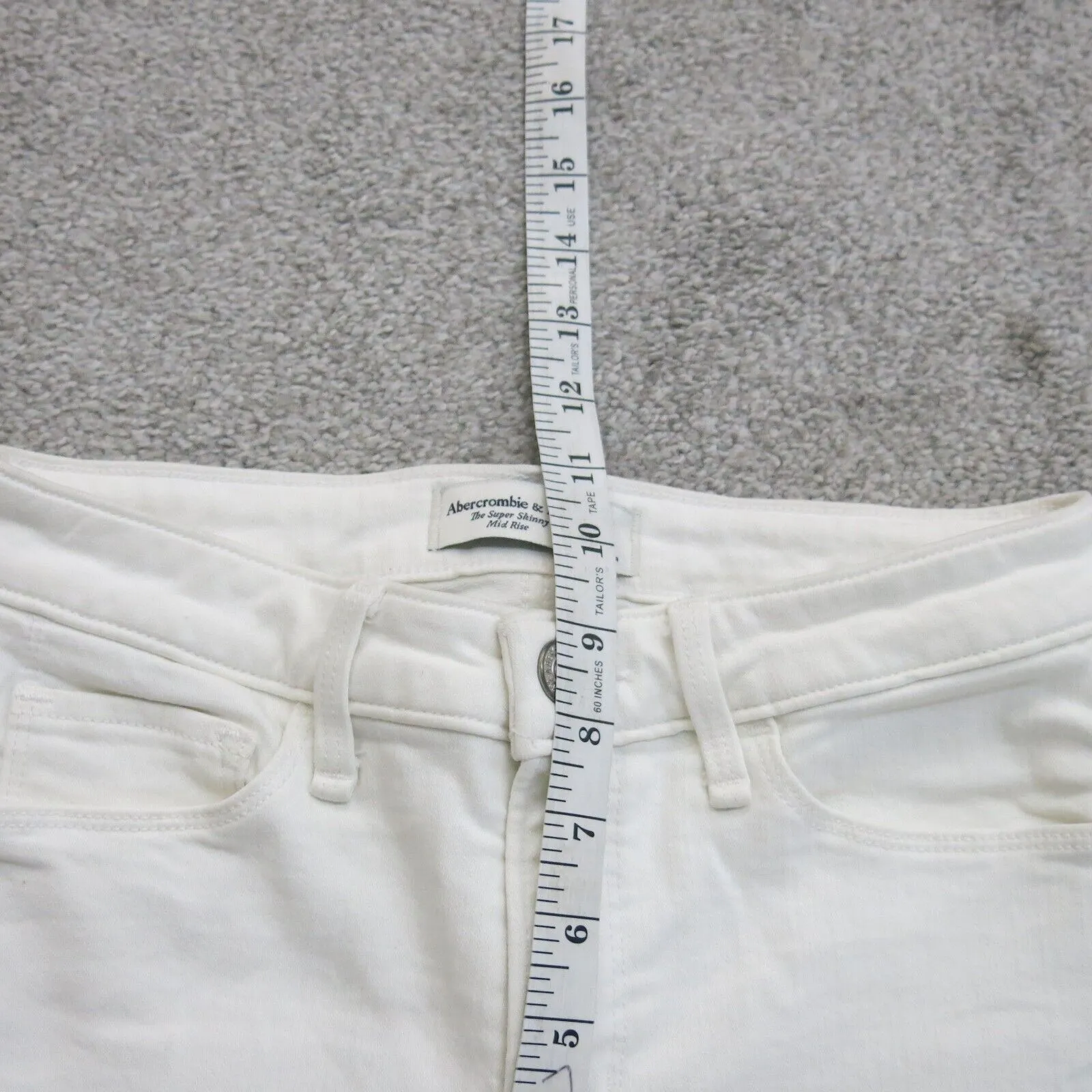 Abercrombie & Fitch Jeans Womens White 25/0R Denim Stretch Skinny Leg Mid Rise