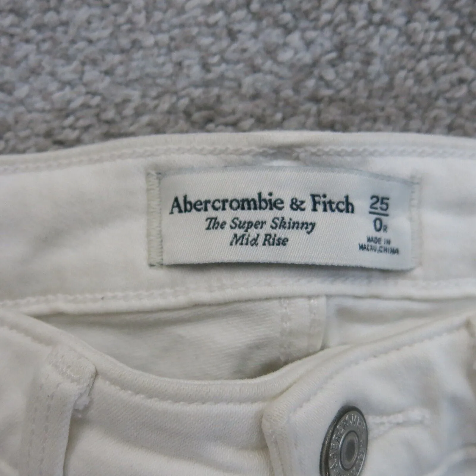 Abercrombie & Fitch Jeans Womens White 25/0R Denim Stretch Skinny Leg Mid Rise