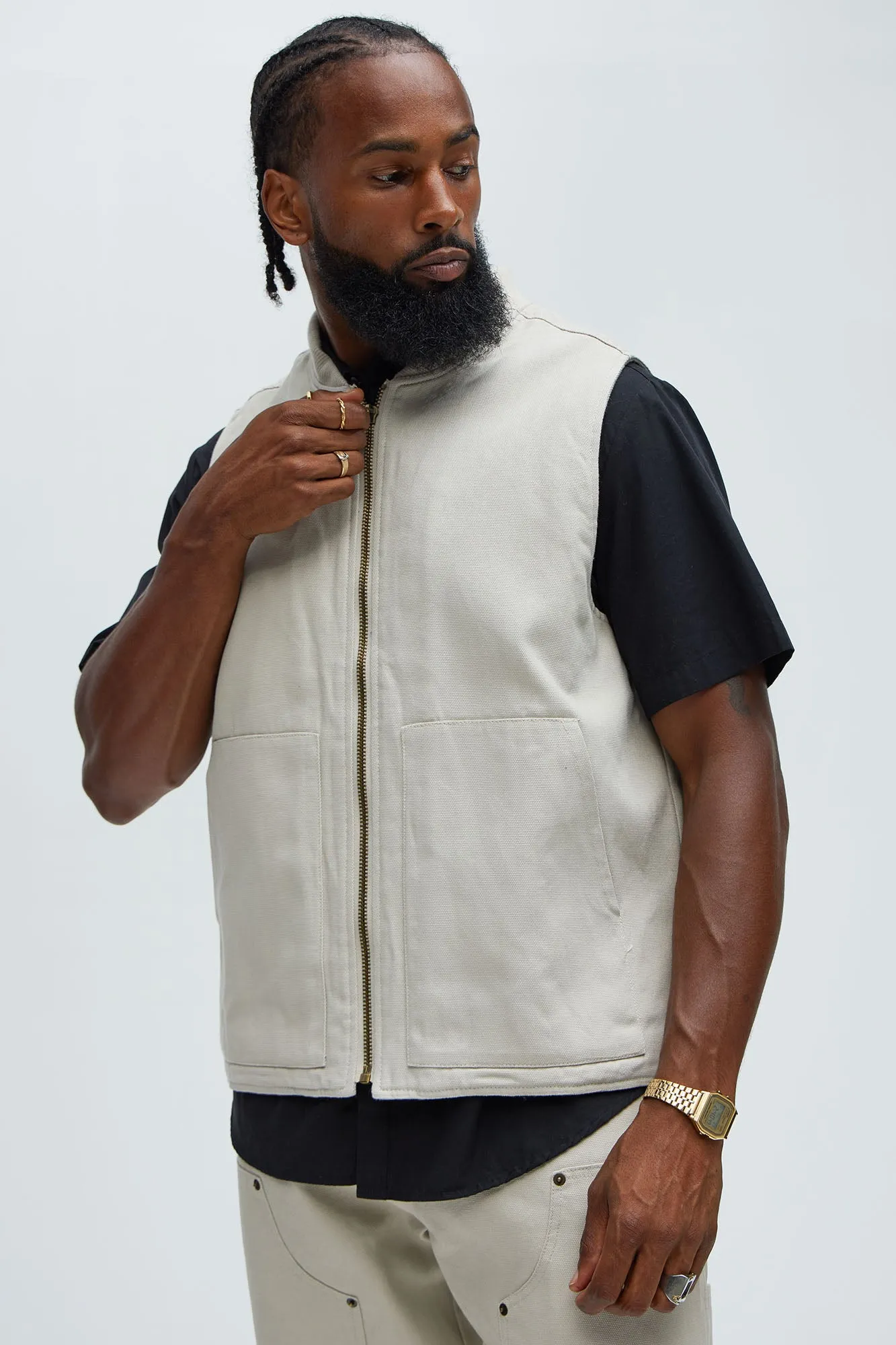 Alexander Utility Canvas Vest - Off White