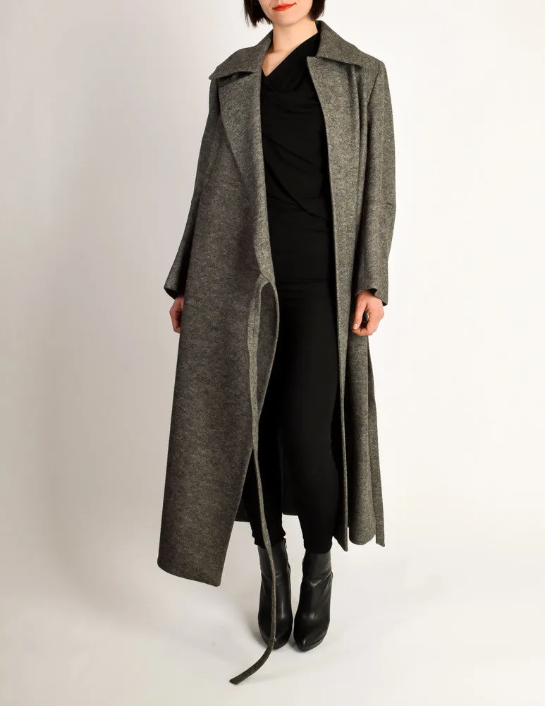 Ann Demeulemeester Vintage Grey Felted Wool Wrap Coat