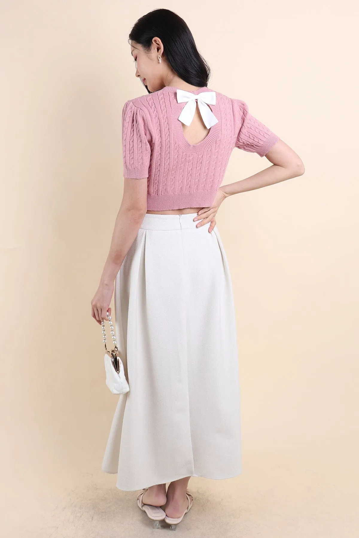 ARIEL BUTTON MAXI SKIRT IN CREAM WHITE