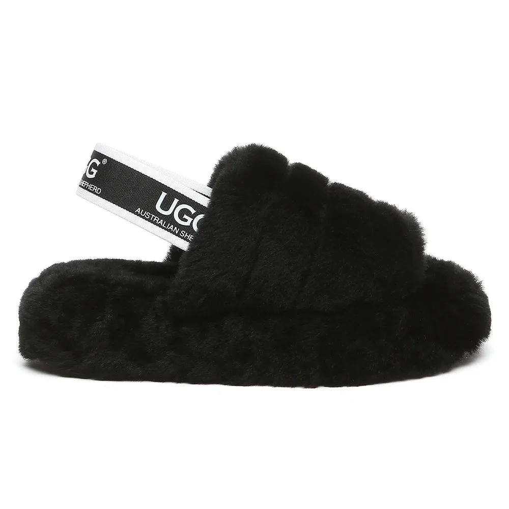 AUSTRALIAN SHEPHERD UGG Kids Fluffy Slides Slingback Puffy #AS2067K