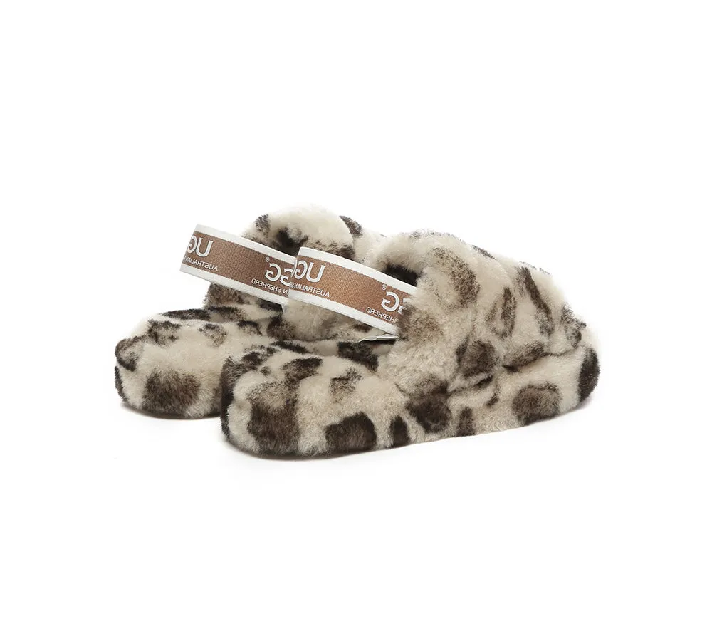 AUSTRALIAN SHEPHERD® UGG Kids Slingback Fluffy Slides Leopard Puffy