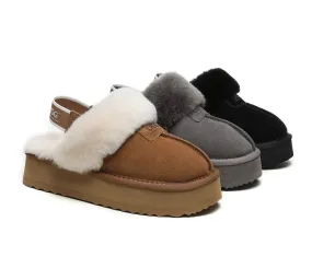 Australian Shepherd UGG Removable Strap Slingback UGG Slipper Women Waffle Platform - AS2048