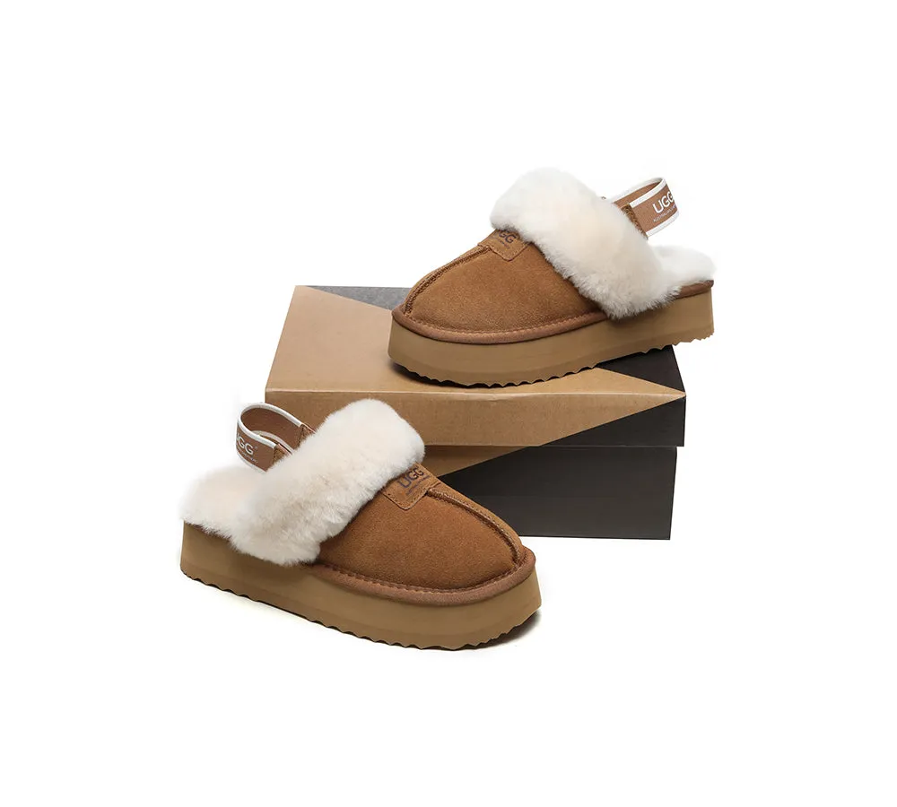 Australian Shepherd UGG Removable Strap Slingback UGG Slipper Women Waffle Platform - AS2048