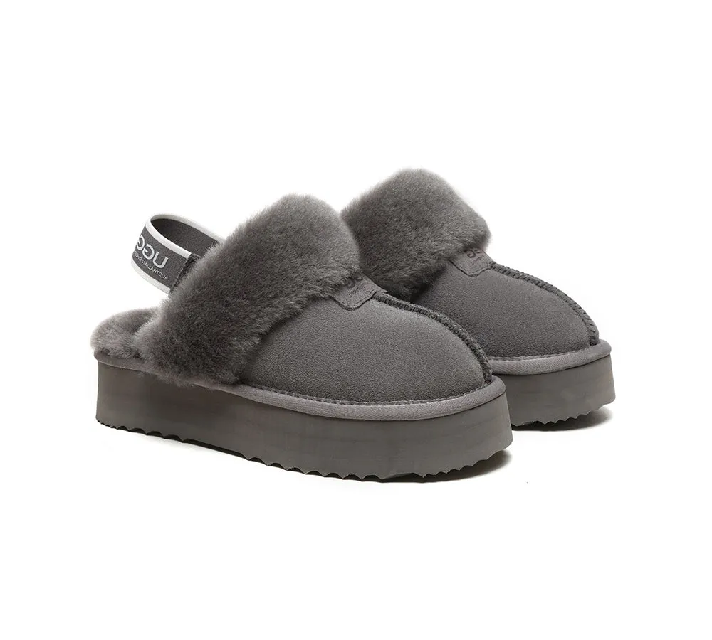 Australian Shepherd UGG Removable Strap Slingback UGG Slipper Women Waffle Platform - AS2048