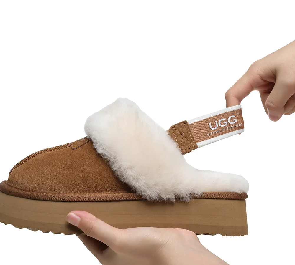 Australian Shepherd UGG Removable Strap Slingback UGG Slipper Women Waffle Platform - AS2048