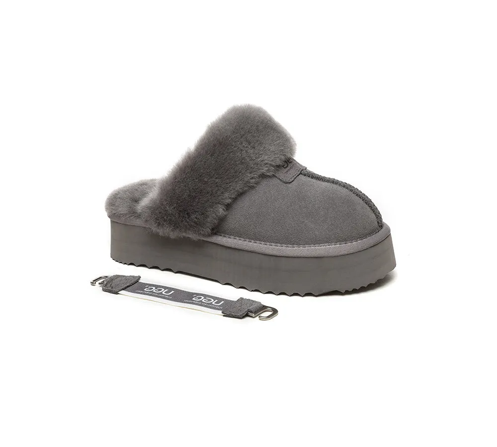 Australian Shepherd UGG Removable Strap Slingback UGG Slipper Women Waffle Platform - AS2048