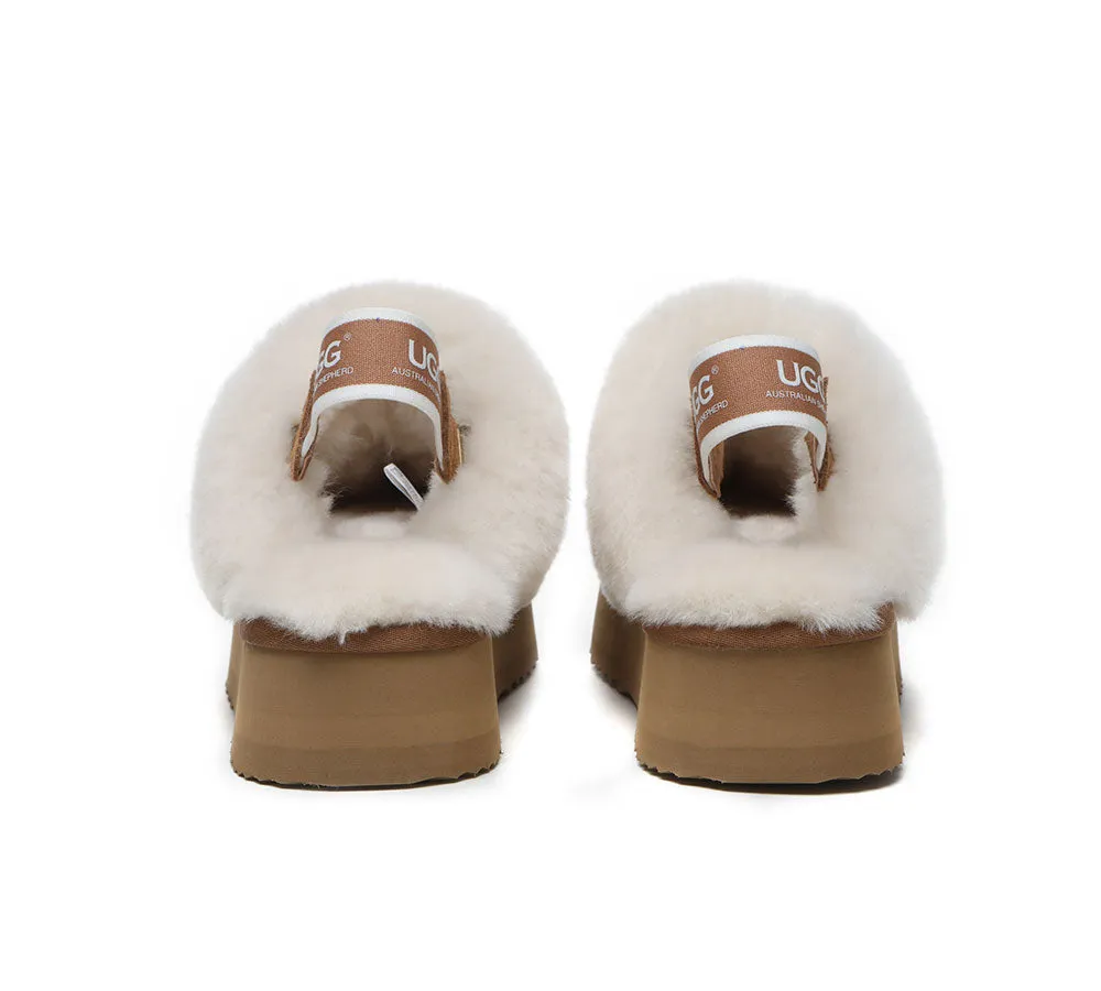 AUSTRALIAN SHEPHERD® UGG Slippers Women Removable Strap Slingback Platform Muffin