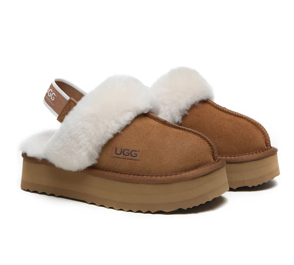 AUSTRALIAN SHEPHERD® UGG Slippers Women Removable Strap Slingback Platform Muffin