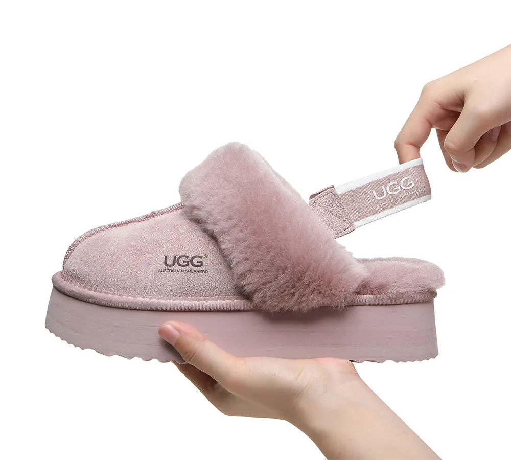 AUSTRALIAN SHEPHERD® UGG Slippers Women Removable Strap Slingback Platform Muffin