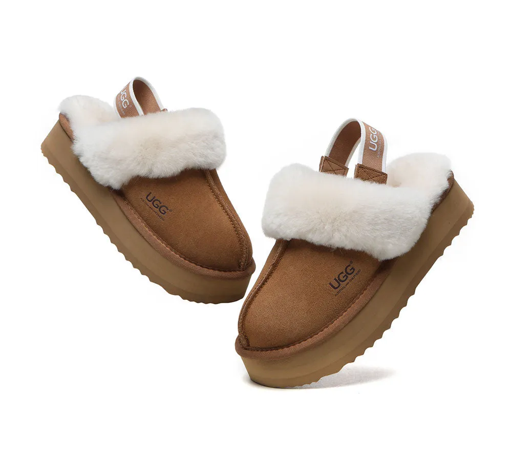 AUSTRALIAN SHEPHERD® UGG Slippers Women Removable Strap Slingback Platform Muffin