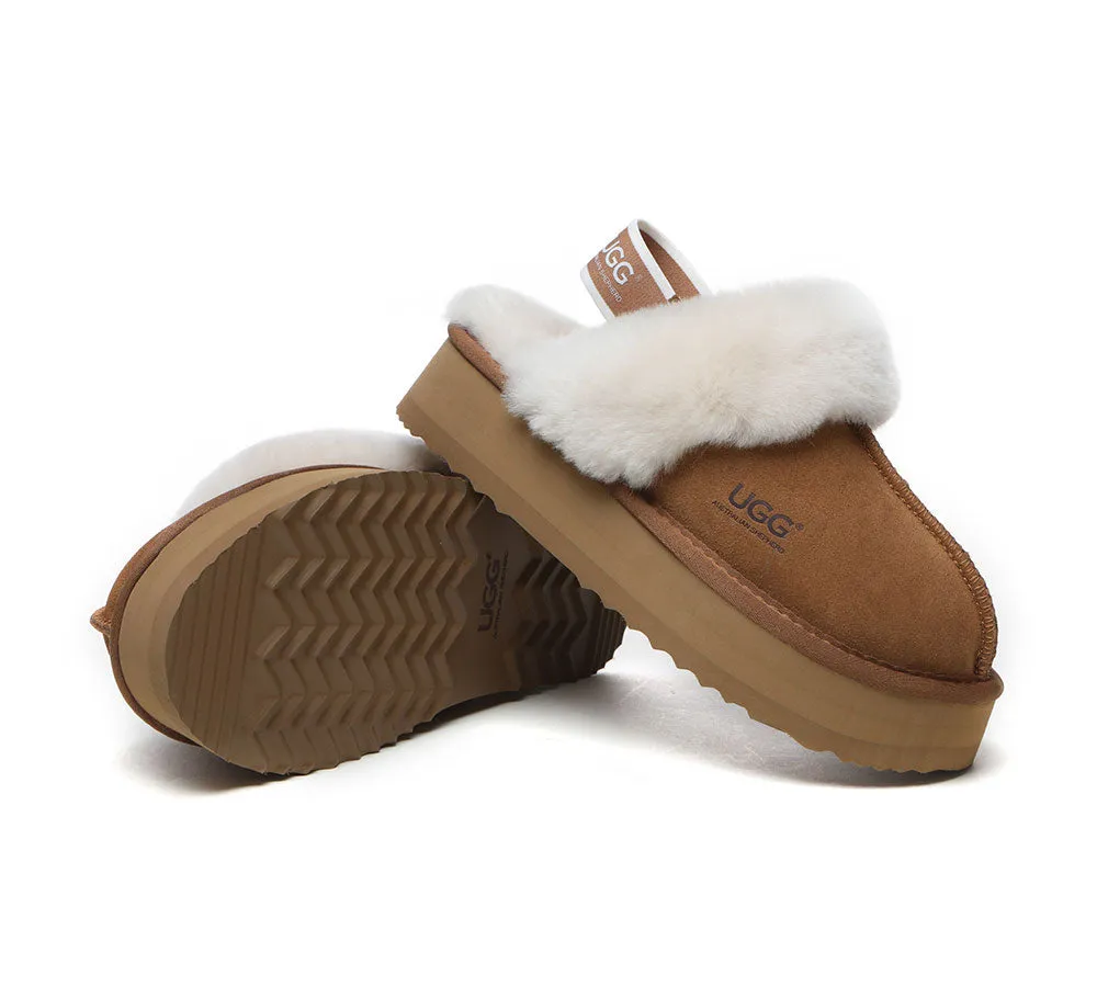 AUSTRALIAN SHEPHERD® UGG Slippers Women Removable Strap Slingback Platform Muffin