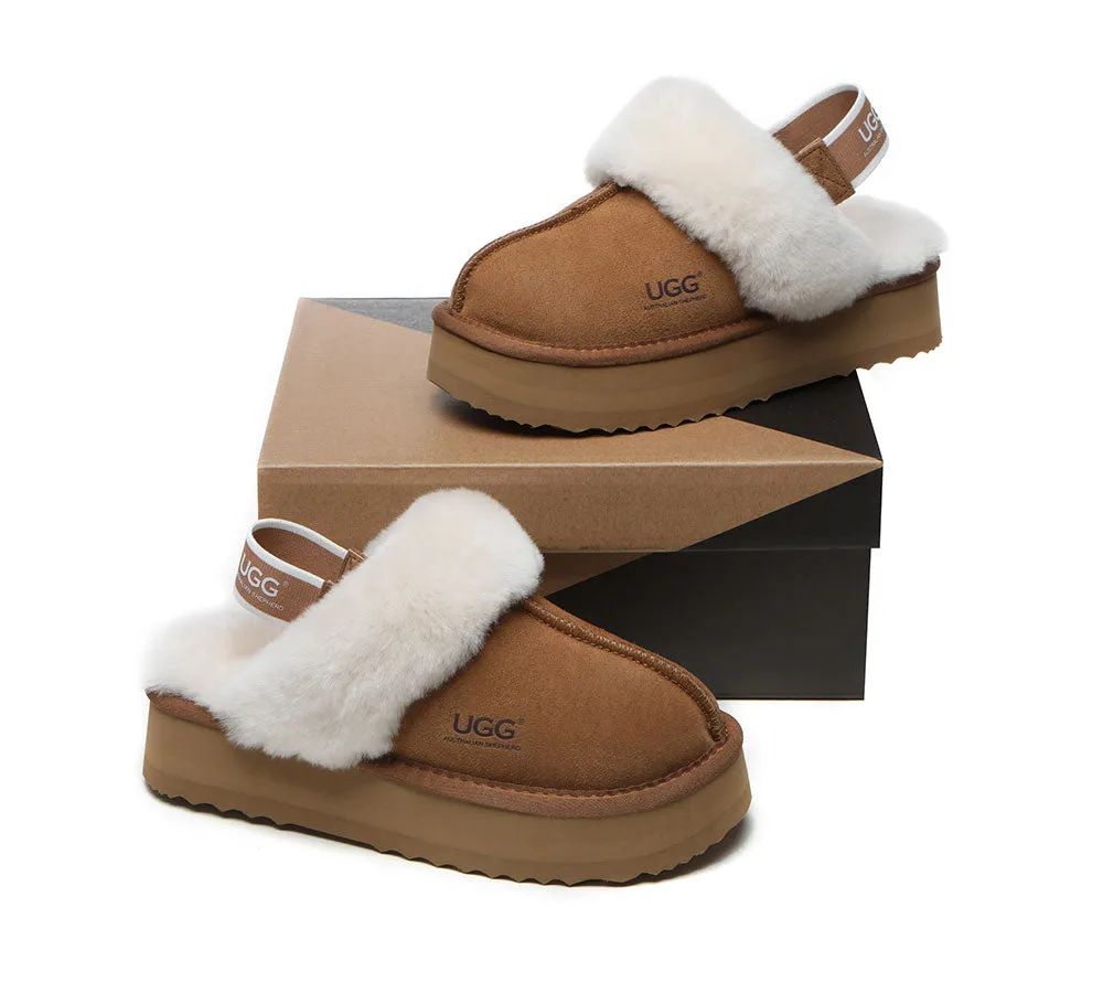 AUSTRALIAN SHEPHERD® UGG Slippers Women Removable Strap Slingback Platform Muffin