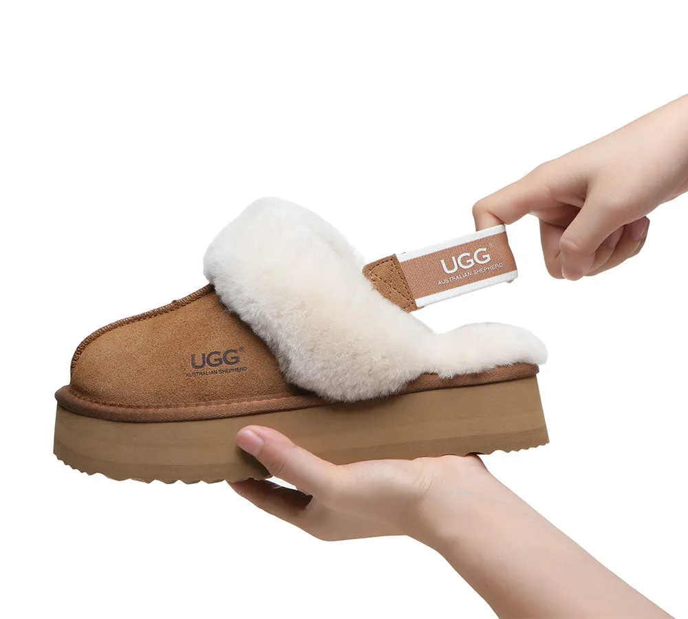 AUSTRALIAN SHEPHERD® UGG Slippers Women Removable Strap Slingback Platform Muffin