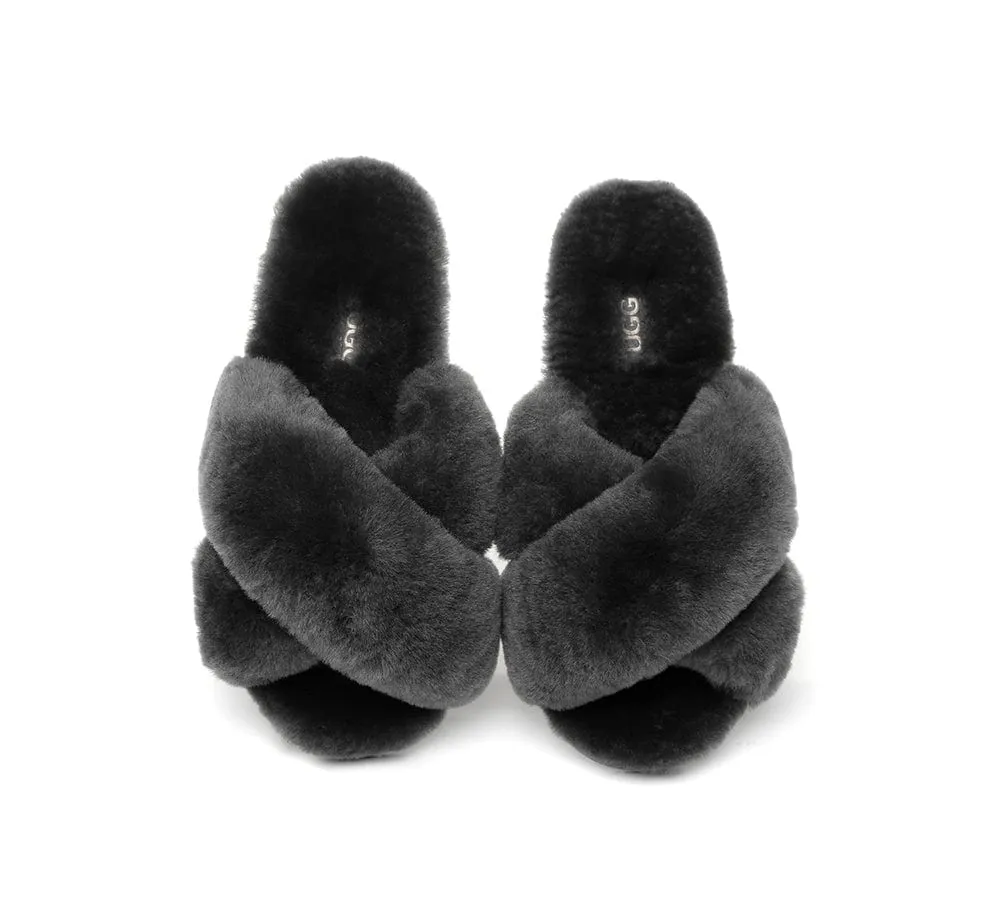 AUSTRALIAN SHEPHERD® UGG Women Crossover Fluffy Slides Linty