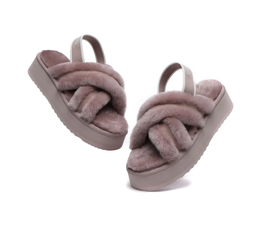 AUSTRALIAN SHEPHERD® UGG Women Crossover Platform Fluffy Slides Aditi