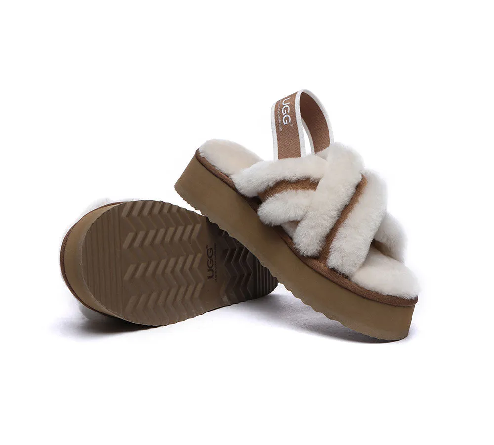 AUSTRALIAN SHEPHERD® UGG Women Crossover Platform Fluffy Slides Aditi