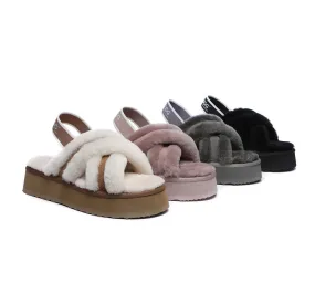 AUSTRALIAN SHEPHERD® UGG Women Crossover Platform Fluffy Slides Aditi