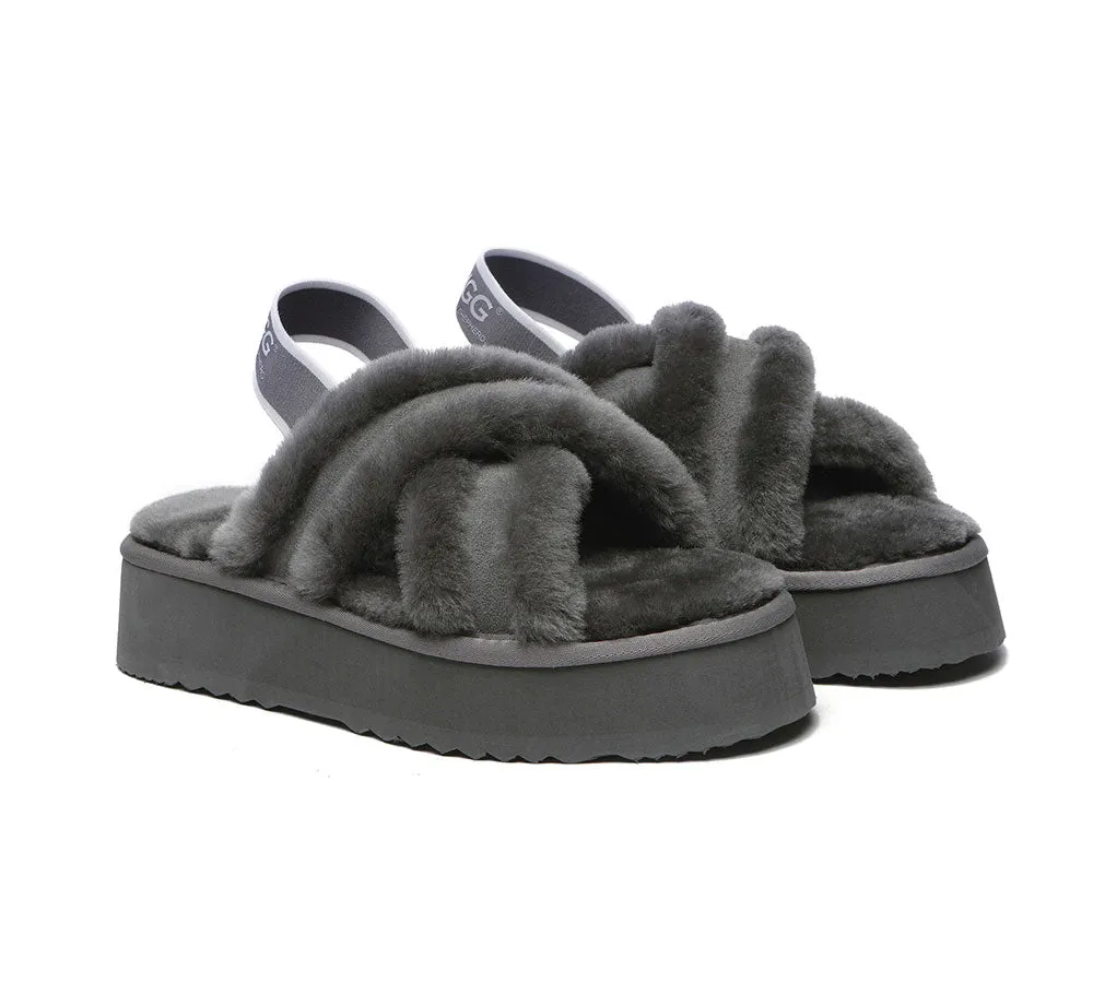 AUSTRALIAN SHEPHERD® UGG Women Crossover Platform Fluffy Slides Aditi