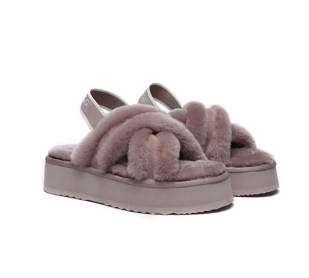 AUSTRALIAN SHEPHERD® UGG Women Crossover Platform Fluffy Slides Aditi