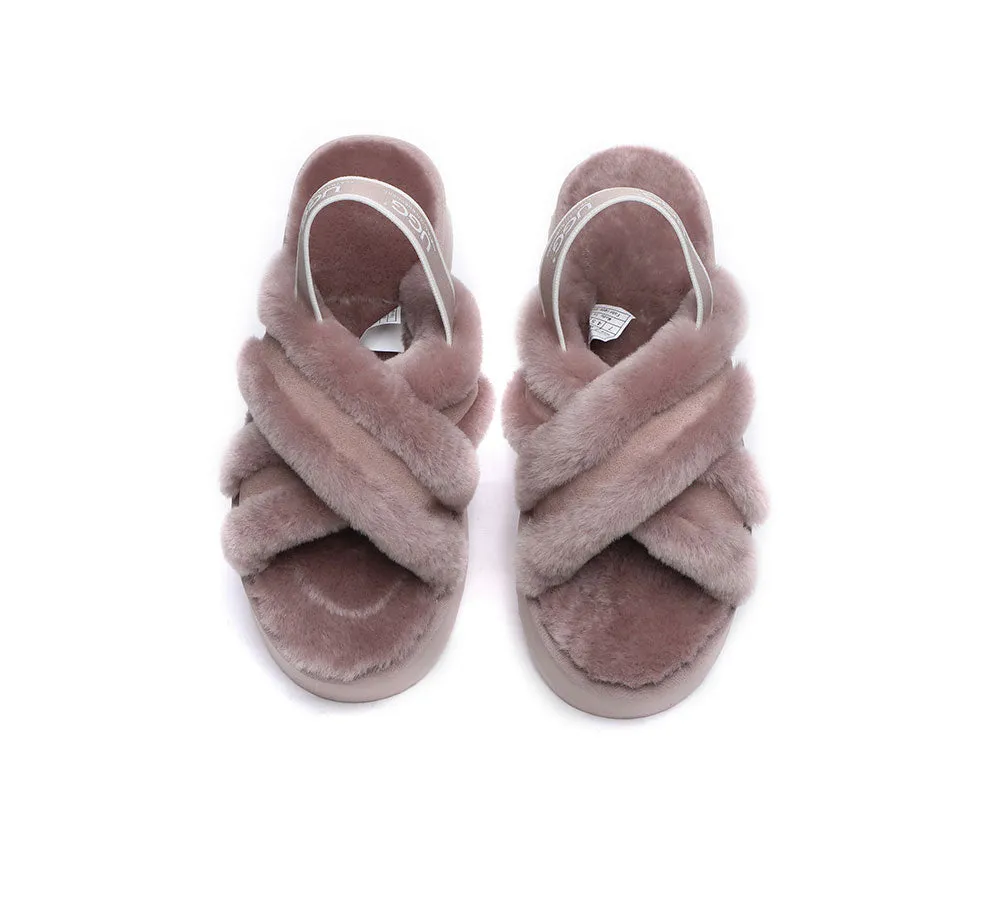 AUSTRALIAN SHEPHERD® UGG Women Crossover Platform Fluffy Slides Aditi