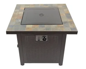 AZ Patio GFT-60843 30&quot; Propane Square Slate Fire Pit, Slate Top