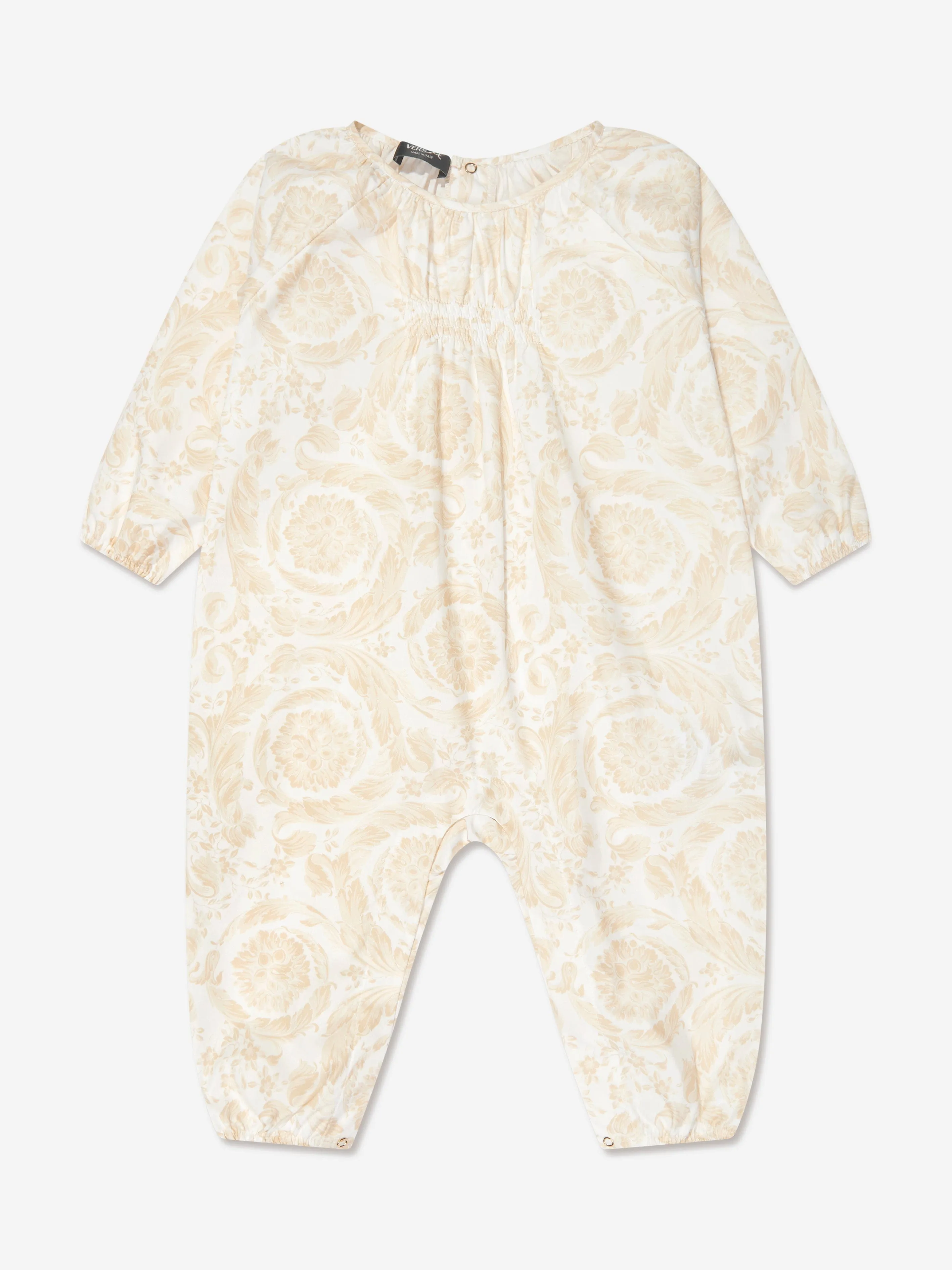 Baby Barocco Print Romper in Gold