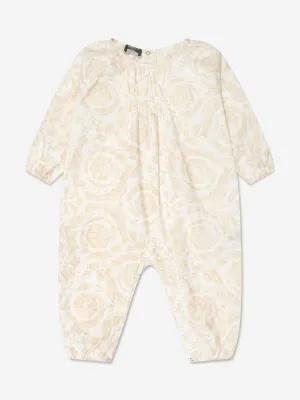 Baby Barocco Print Romper in Gold