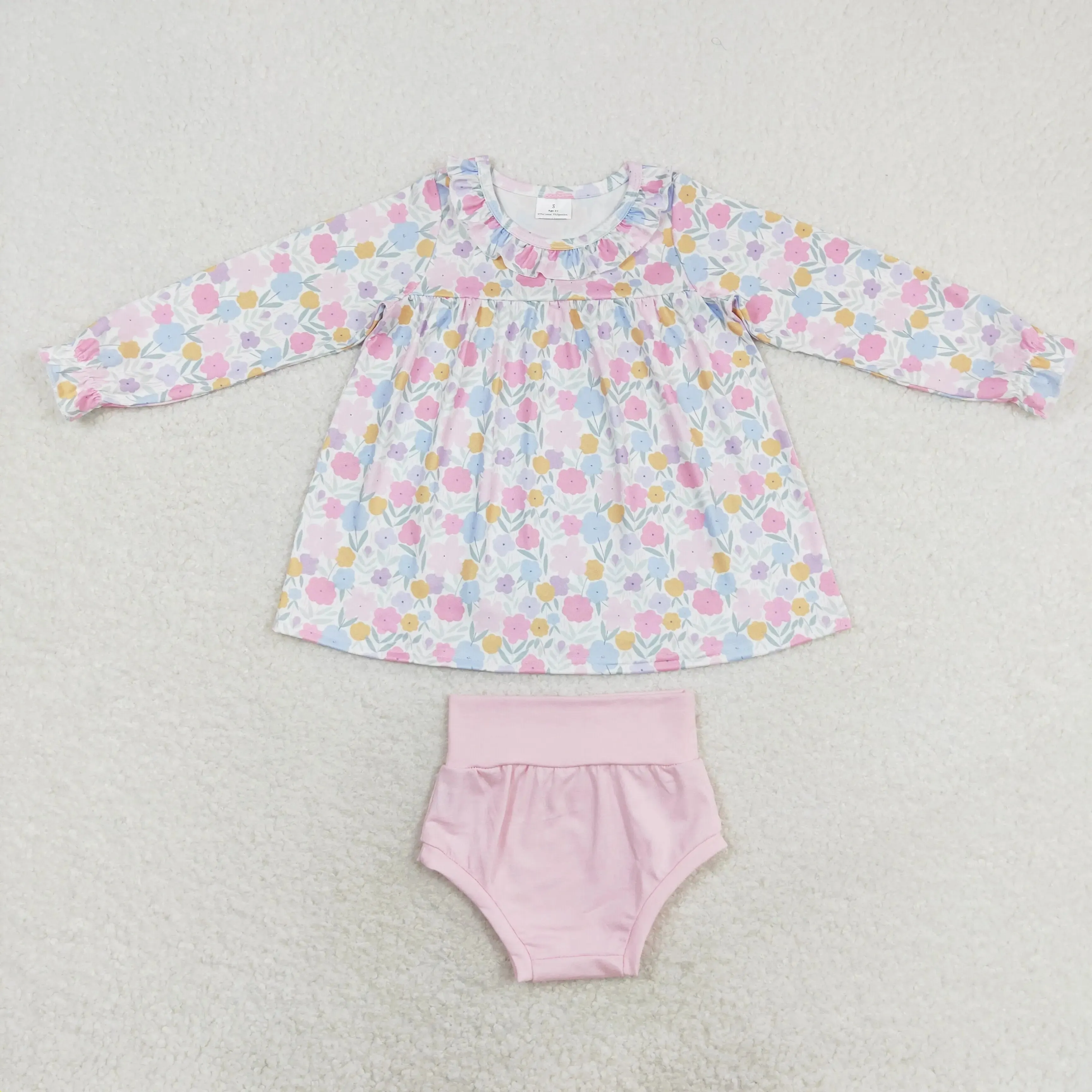 Baby Romper Pastel Floral Ruffle Top   Bummie