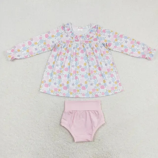 Baby Romper Pastel Floral Ruffle Top   Bummie