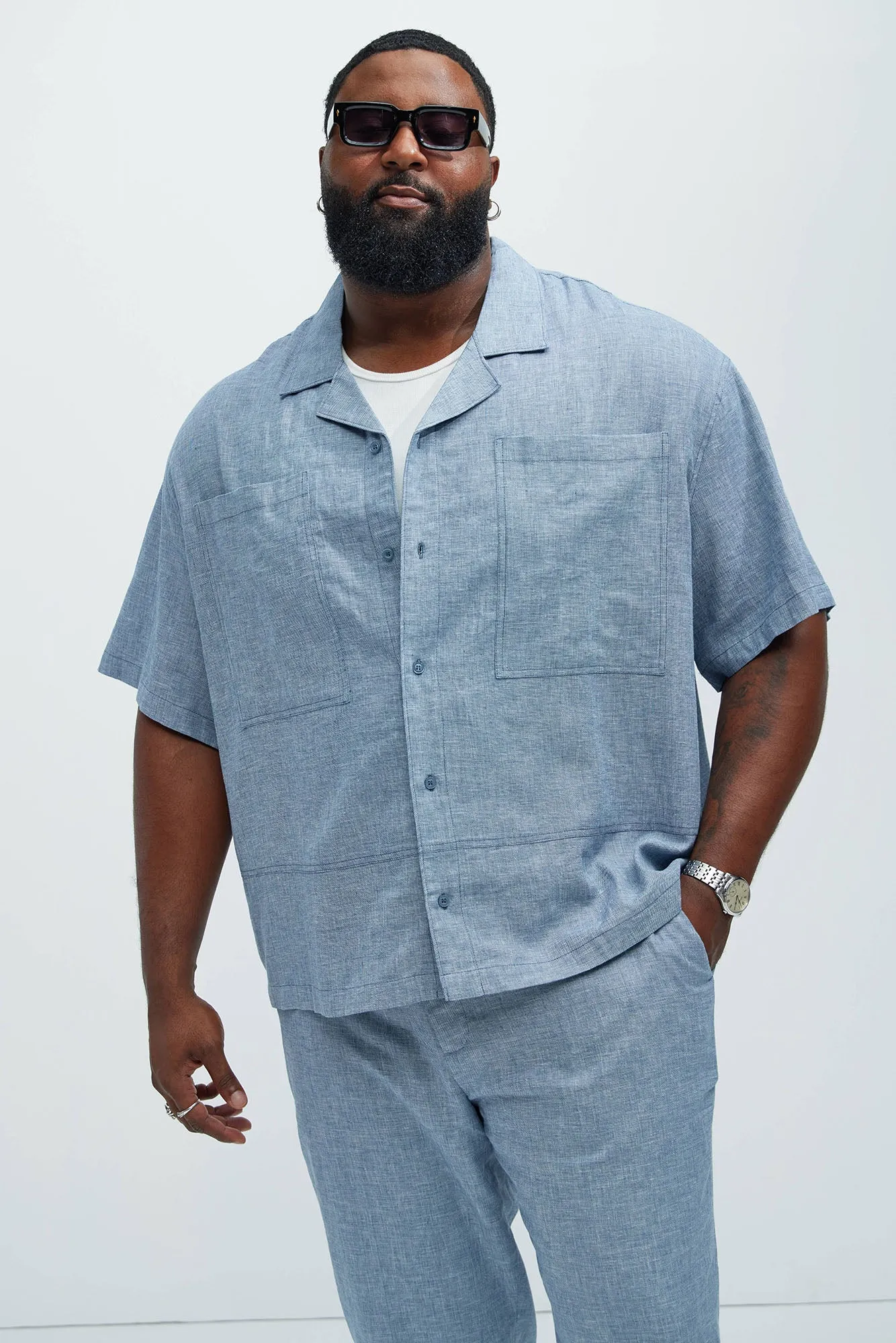 Bahamas Linen Cuban Shirt - Blue