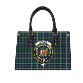 Baillie (Bailey) Tartan Leather Bag with Family Crest