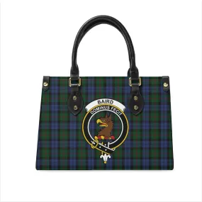 Baird Tartan Leather Bag with Family Crest