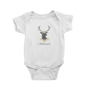 Basic Family Series Pastel Deer Black Deer With Flower Addname Baby Romper