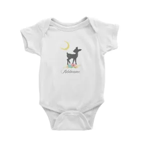 Basic Family Series Pastel Deer Black Fawn With Flower Addname Baby Romper