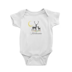 Basic Family Series Pastel Deer Family With Moon and Flower Addname Baby Romper