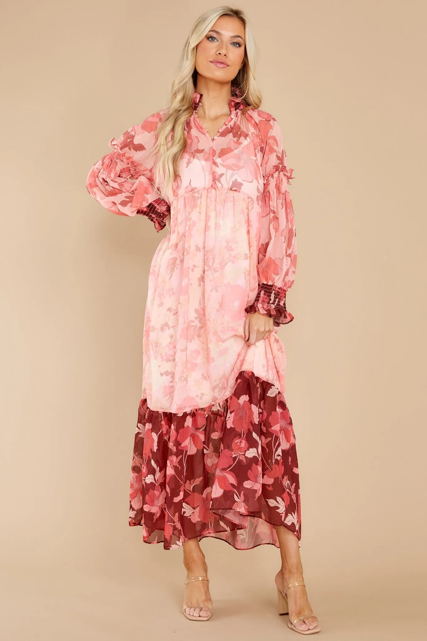 Be Extravagant Red Floral Print Maxi Dress