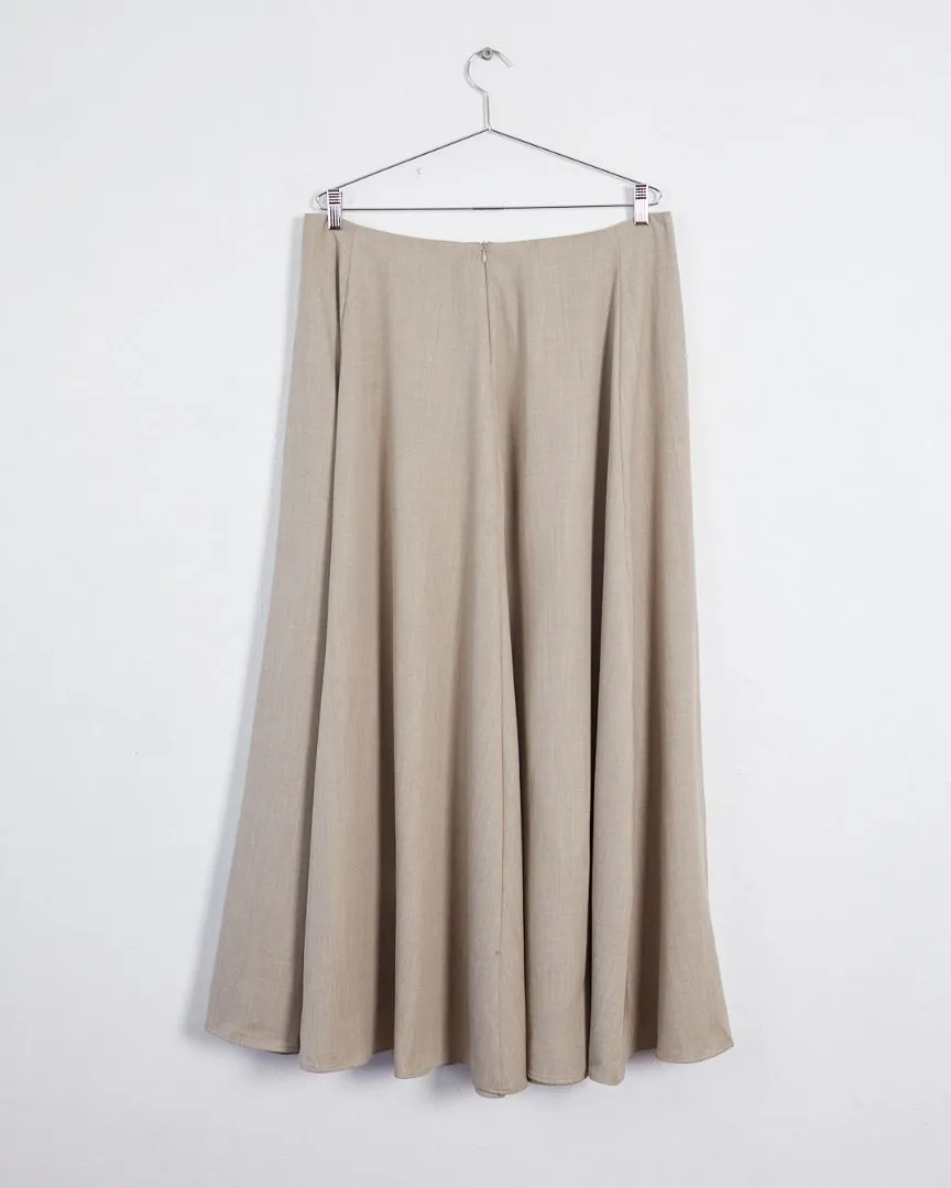 Beare Park 'panelled' wool maxi skirt, wheat, 14