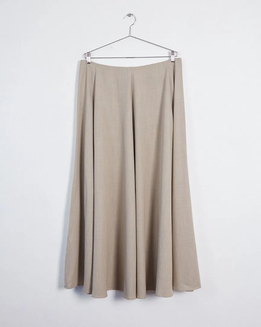 Beare Park 'panelled' wool maxi skirt, wheat, 14